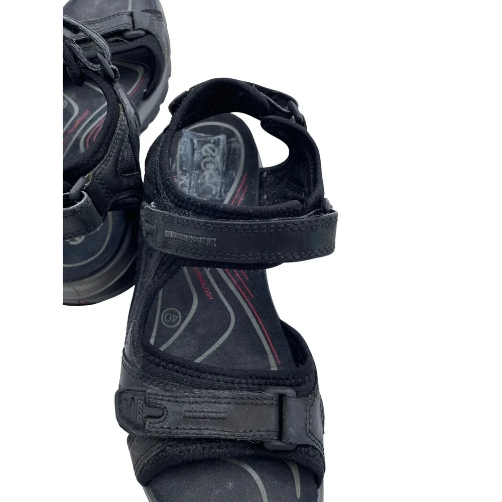 Ecco Receptor Technology‎ Mens 40 US 6/6.5 Black Leather Sport Sandals